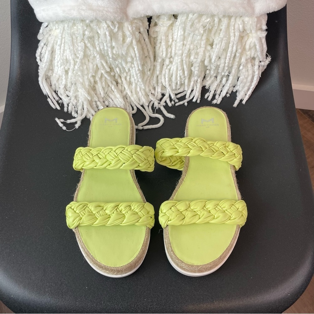 Marc Fisher Jaime Leather Espadrille Sandals Women’s Size 8.5 Lime Green